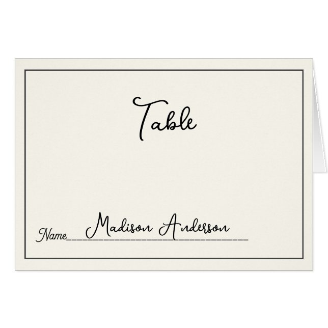 Retro Black White  Wedding Place Card Hälsningskort (Framsidan Horizontal)