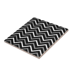 Retro Black White Zigzag Mönster Kakelplatta