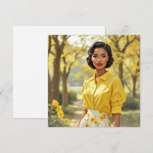 Retro Black Woman Blank Greeting Card Julkort