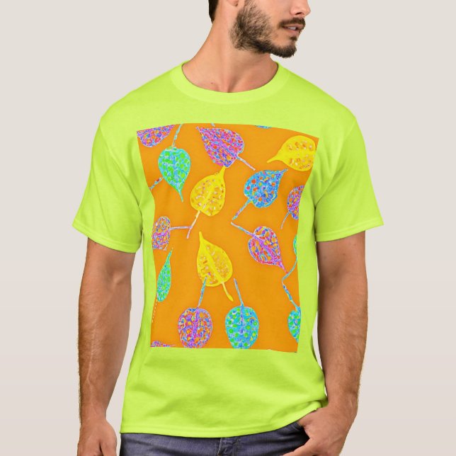 Retro blad mönster t shirt (Framsida)