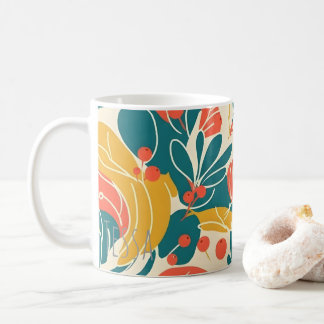 Retro blad och bär Botanisk konst Kaffemugg