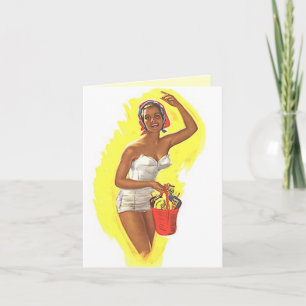 Retro Blank Beach Card-Roligt Vintage Stil Dam Kort