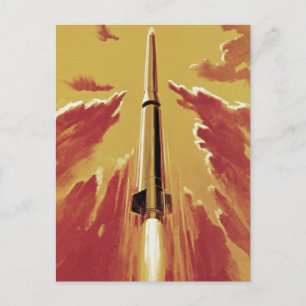 Retro Blast Av Rocket Vykort