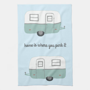 Retro blått för camparesläpRV Motorhome Kökshandduk