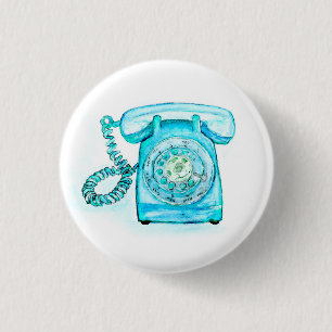 Retro blått som den roterande telefonen knäppas, knapp
