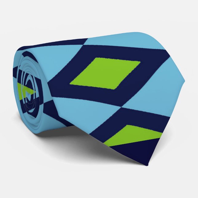 Retro blått, svart diamantTie, 2 sid Slips (Rullad)