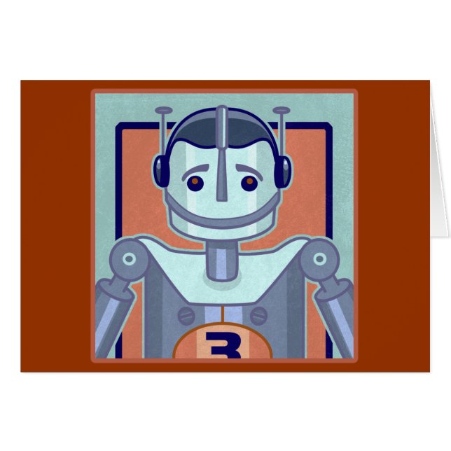 Retro blåttrobotungar hälsningskort (Framsidan Horizontal)