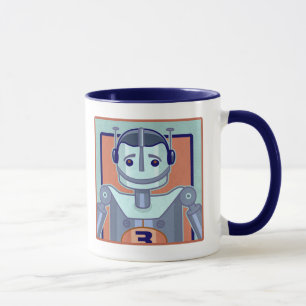 Retro blåttrobotungar mugg