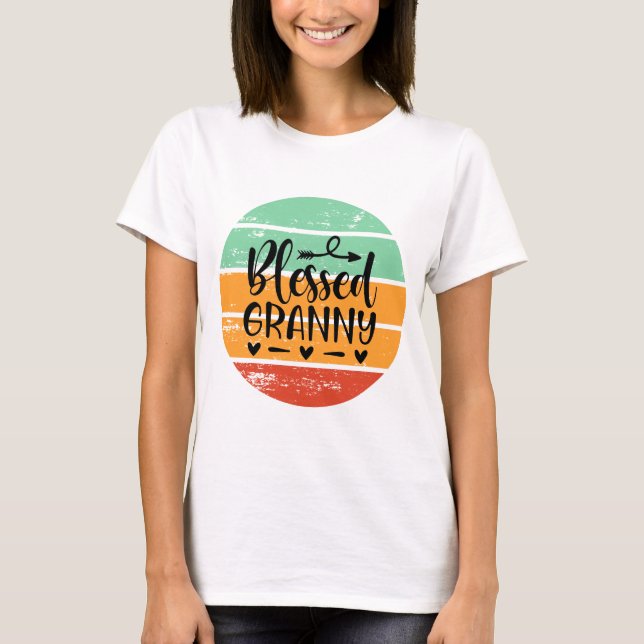 Retro Blessed Mormor T Shirt (Framsida)