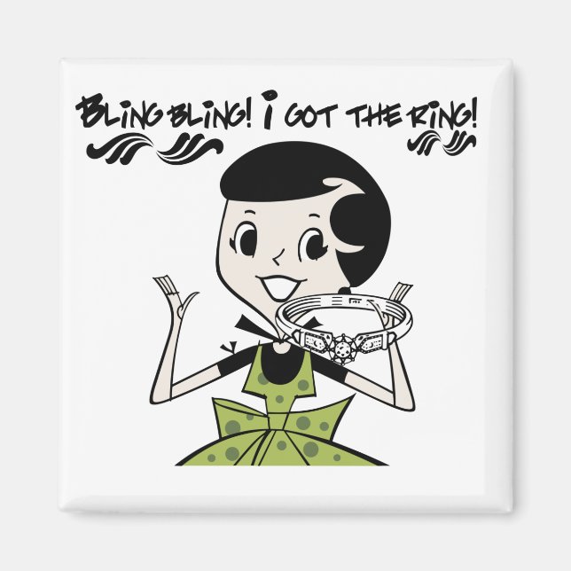 Retro Bling Ring Tshirts och presenter Magnet (Framsidan)