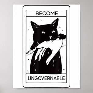 Retro blir oregerbart, svart katt, hand Fu Poster