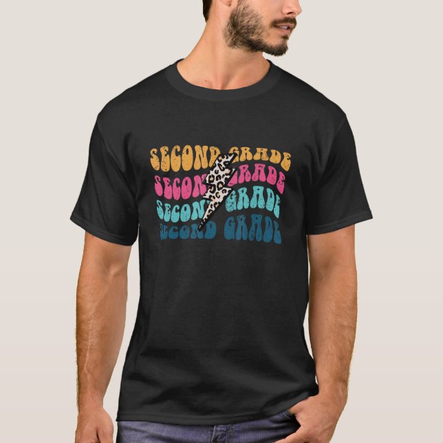 Retro Blixt Bolt Second Klass Lacher Kid Tillbaka T Shirt (Framsida)