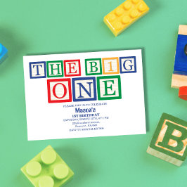 Retro Block Letters The Big One First Birthday Inbjudningar
