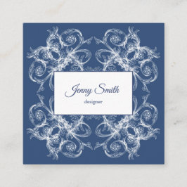 Retro blom- barock fyrkantigt visitkort