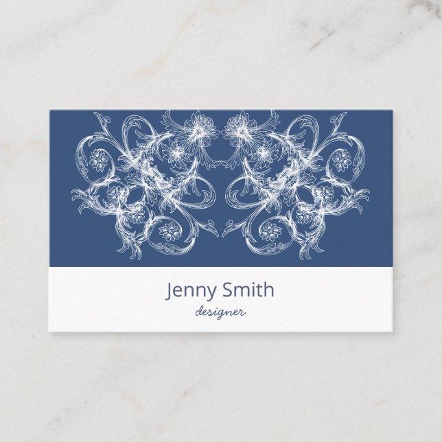 Retro blom- barock visitkort (Framsida)