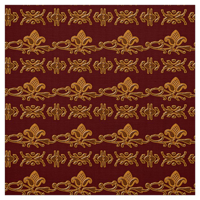 Retro blom- barocka Burgundy Tyg (Provkarta)