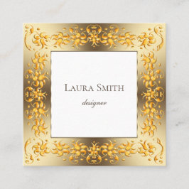 Retro blom- guld- ram fyrkantigt visitkort