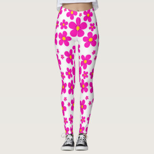 Retro blom- rosamönster leggings