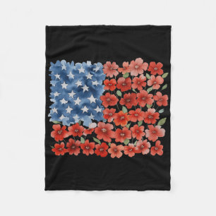 Retro blomma amerikansk flagga Usa patriotisk 4:e Fleecefilt