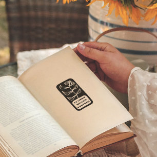 Retro blomma fet exlibris bokmärke självfärgande stämpel