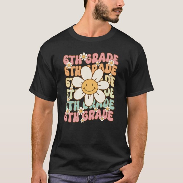 Retro blomma kompis 6:e klass t shirt (Framsida)