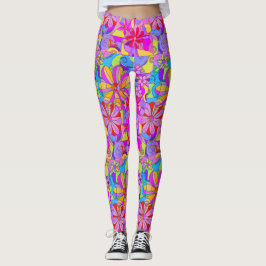 Retro blommadamasker leggings