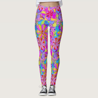 Retro blommadamasker leggings