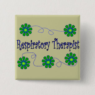 Retro blommadesign för respiratorisk terapeut knapp