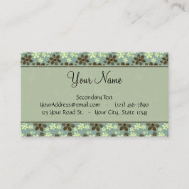 Retro blommahavsgrönt med randar och monogramen visitkort