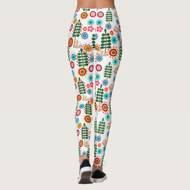 Retro, blomman mönster leggings (Baksida)