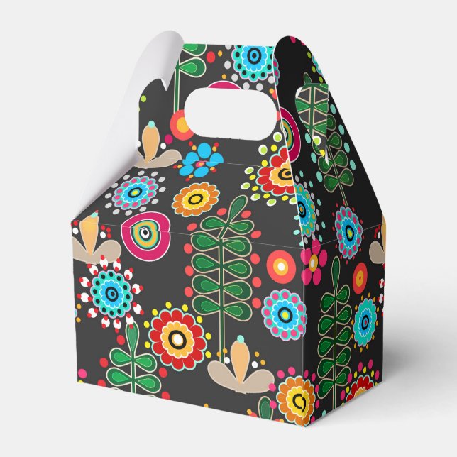 Retro, blomman mönster presentaskar (Baksidan Sidan)