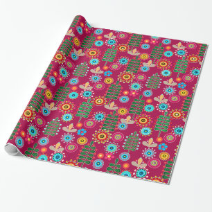 Retro, blomman mönster presentpapper