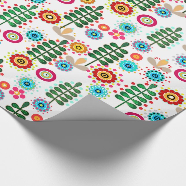 Retro, blomman mönster presentpapper (Hörn)