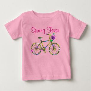 Retro blommande cykel vårfeber tee shirt