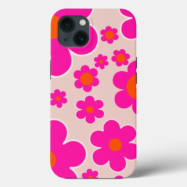 Retro blommarknad Florens Abstrakt Rosa Blommig (Baksida)