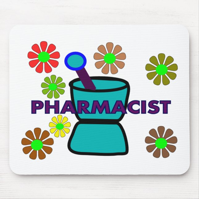 Retro blommaT-tröja & gåvor "för Pharmacist" Musmatta (Framsidan)