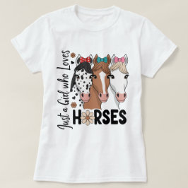 Retro blommig bara en tjej som älskar hästar serie t shirt