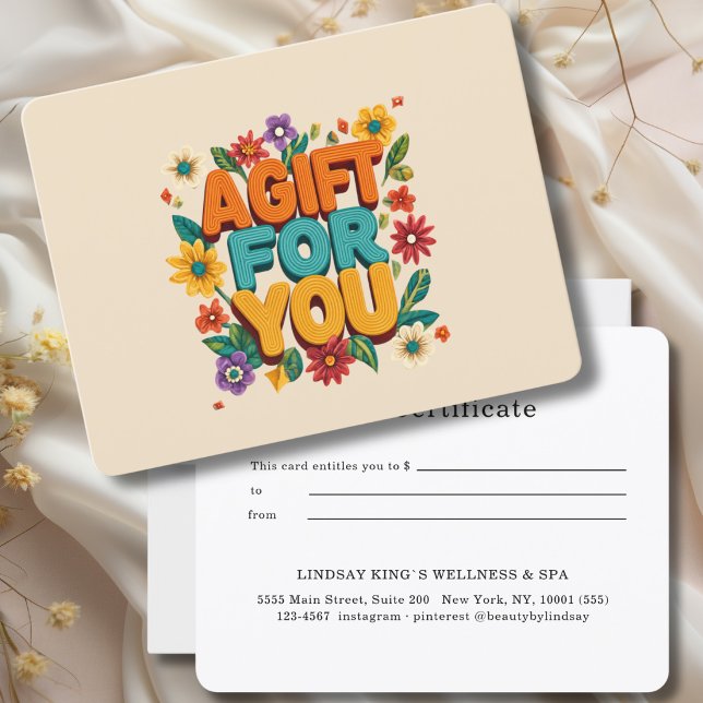 Retro Blommig Beige Presentkort (Retro Floral Beige Gift Certificate)