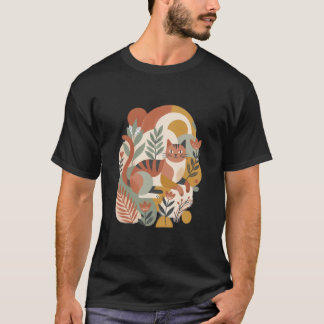 Retro blommig boho-konst t-shirt