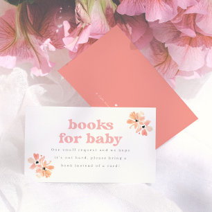 Retro blommig bok för babyflicka - babyshower tilläggskort