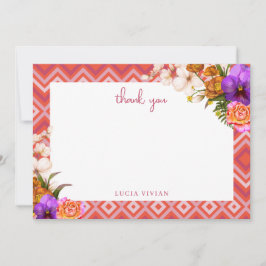 Retro blommig bröllopsfest för brudar i fuchsia tack kort