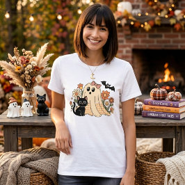 Retro Blommig Coquette Slöja Spöke T Shirt