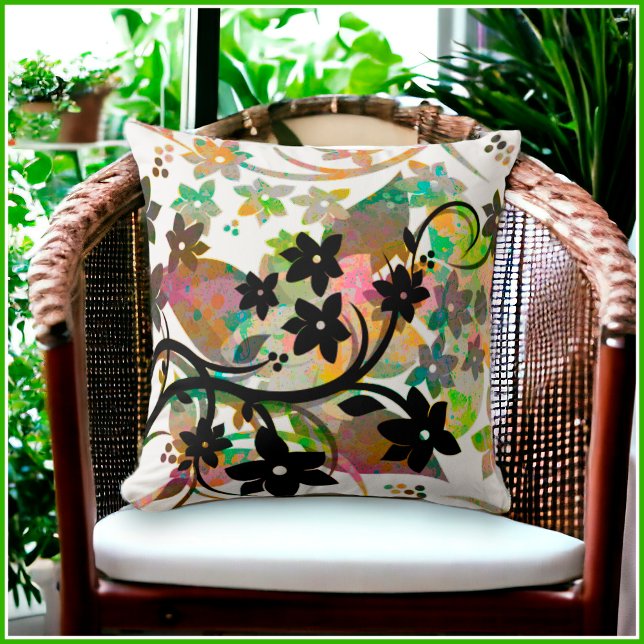 [Retro Blommig] Flerfärgad Botanisk Grafisk Design Kudde (Choose from 8 Different Color Patterns)