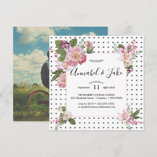 Retro Blommig Förlovningsfest Inbjudningar