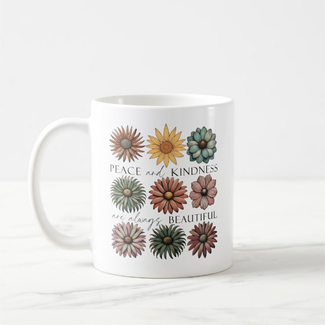 Retro Blommig Fred Och Vänlighet Kaffemugg (Vänster)