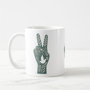 Retro Blommig Fredstecken & Duva Konst Botanisk S Kaffemugg