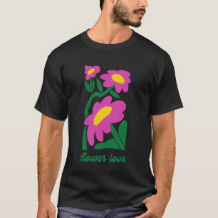 Retro Blommig Kärlek, Rosa, Tusenskönor Trädgård E T Shirt