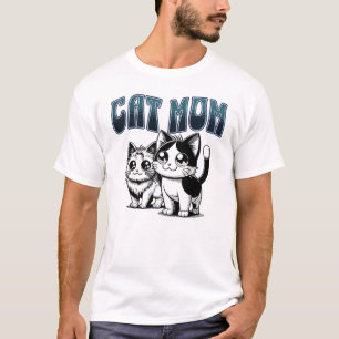 Retro blommig kattillustration för kattmamma t shirt