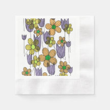 Retro Blommig Klotter Handritad Mönstrad Pappersse
