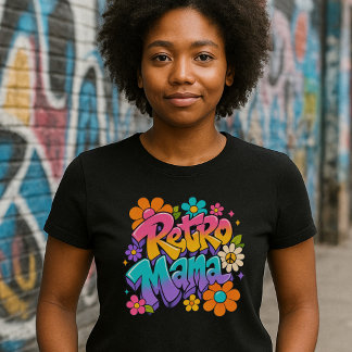 Retro blommig Mamma T Shirt